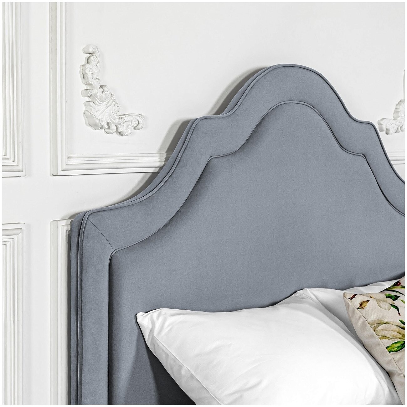 Кровать евро с подъемным механизмом и ящиком для белья 200х200 серо-голубая "Одри" - изображение 4