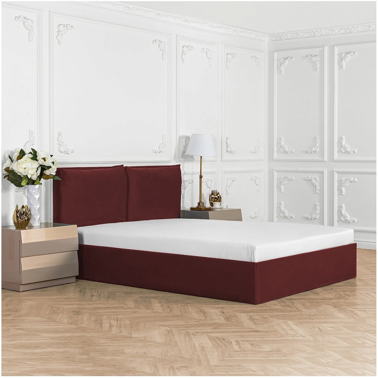 Кровать полутораспальная с подъемным механизмом 140х200 рубиново-красная "Эстетика" - изображение 5