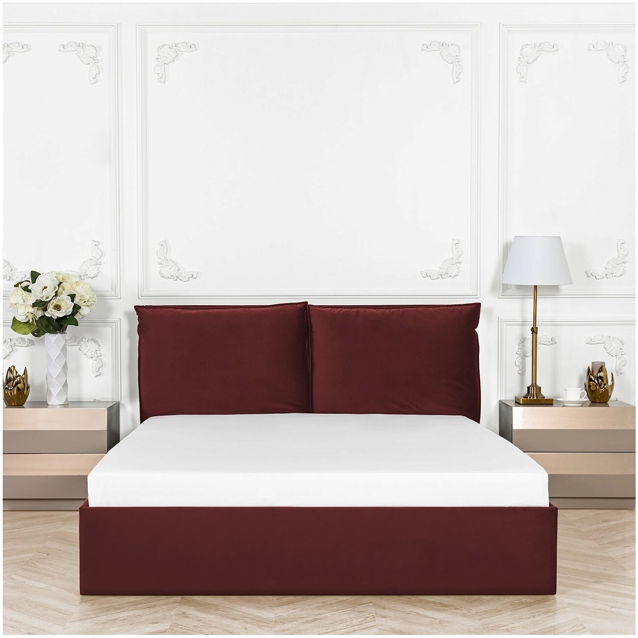 Кровать полутораспальная с подъемным механизмом 140х200 рубиново-красная "Эстетика" - изображение 6