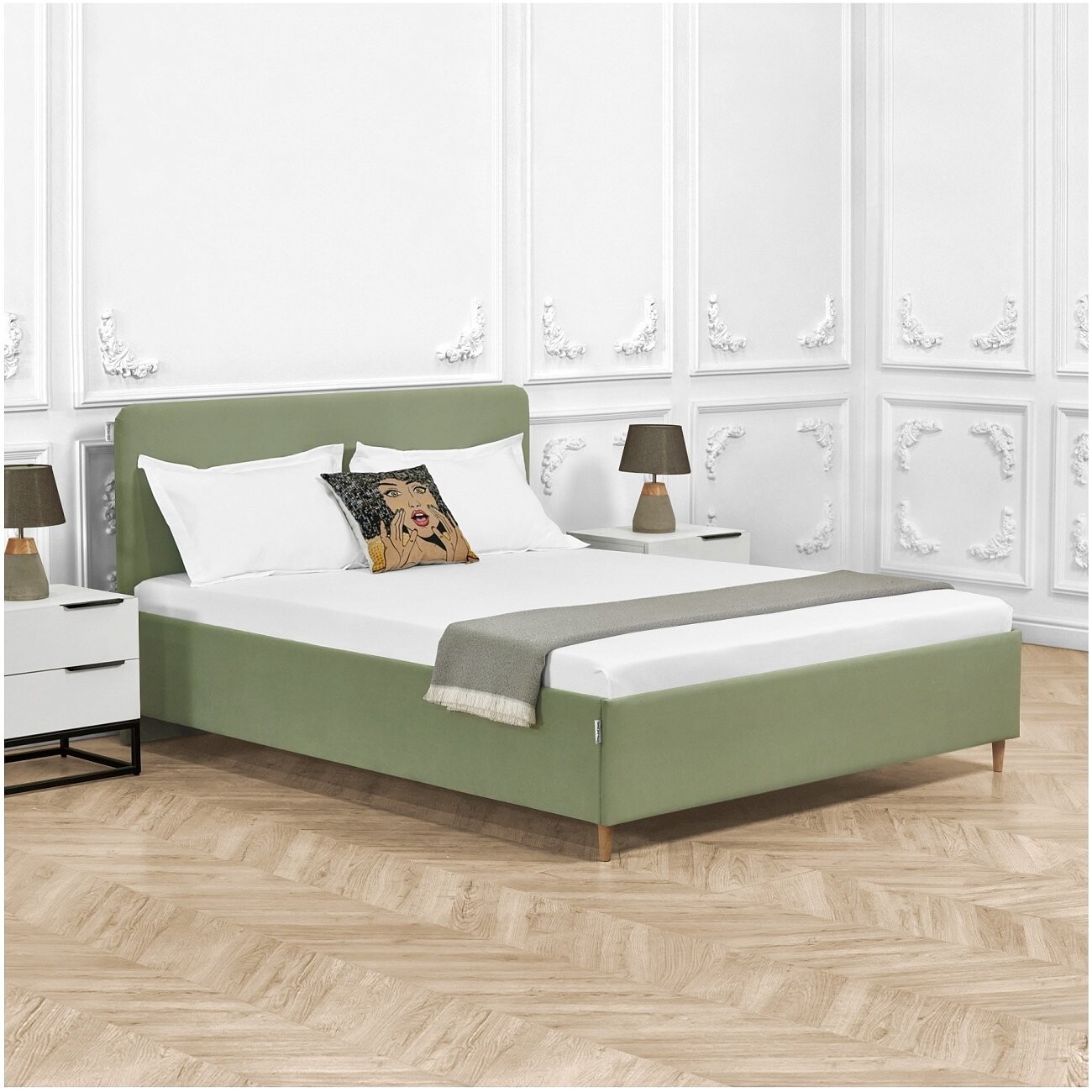 Кровать полутораспальная с ортопедическим основанием 120х200 светло-зеленый "Сканди" - изображение 5