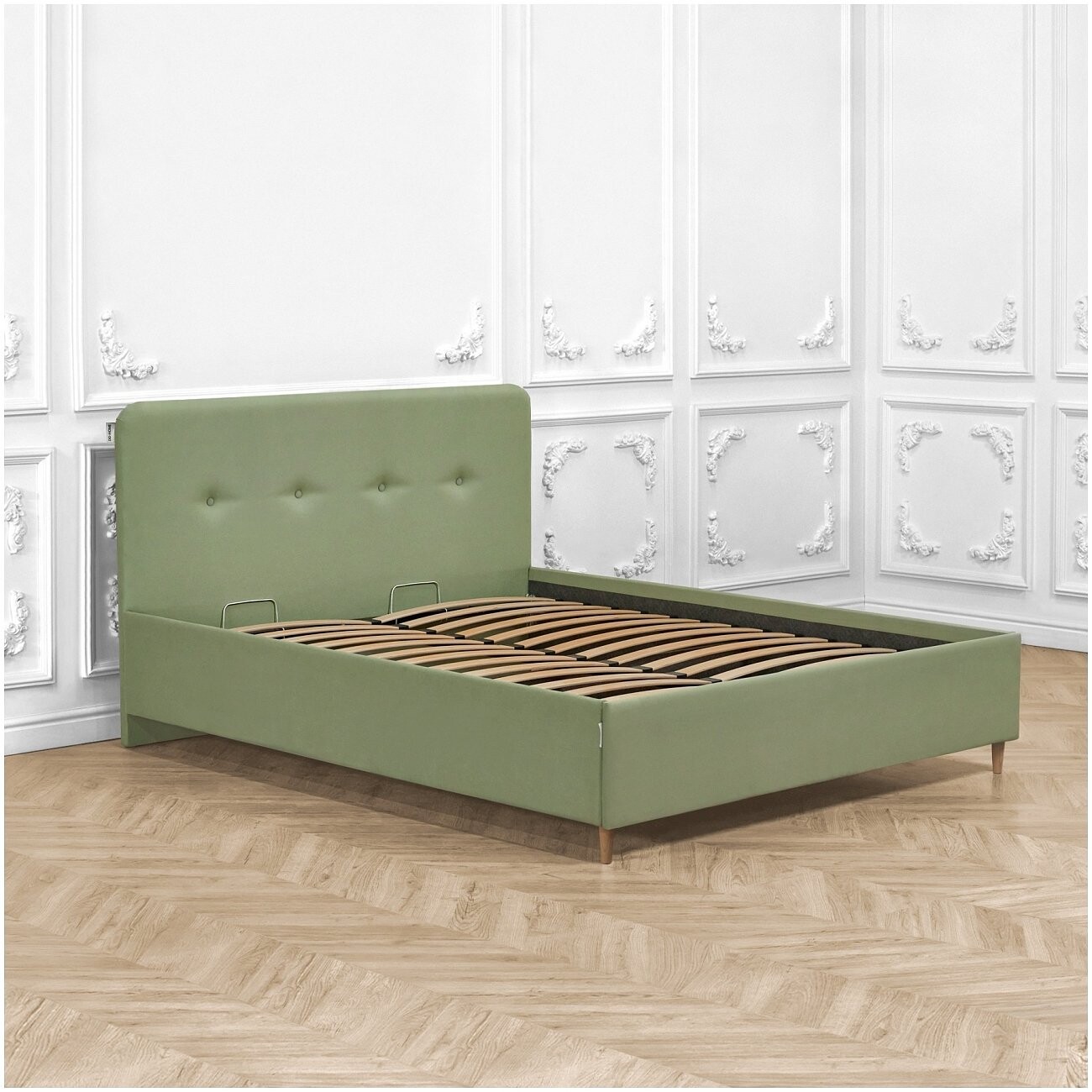 Кровать двуспальная с ортопедическим основанием 180х200 светло-зеленый "Сканди" - изображение 8