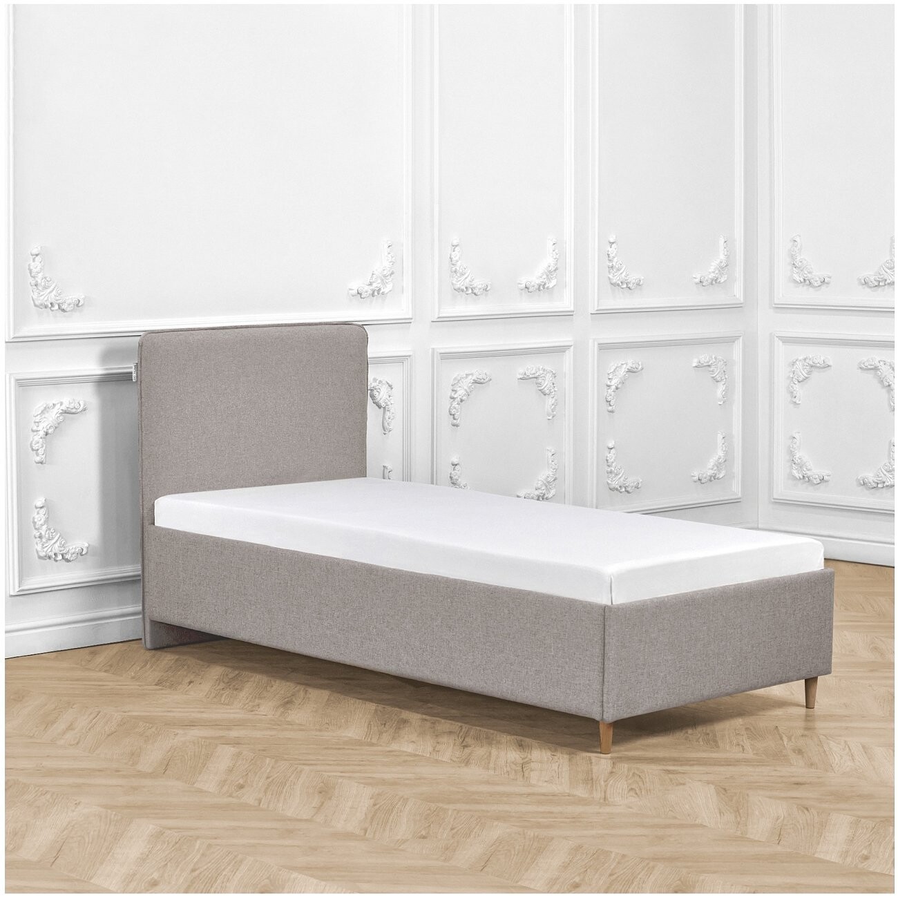 Кровать односпальная с ортопедическим основанием и высокими ножками 90х200 серая Costa - изображение 4