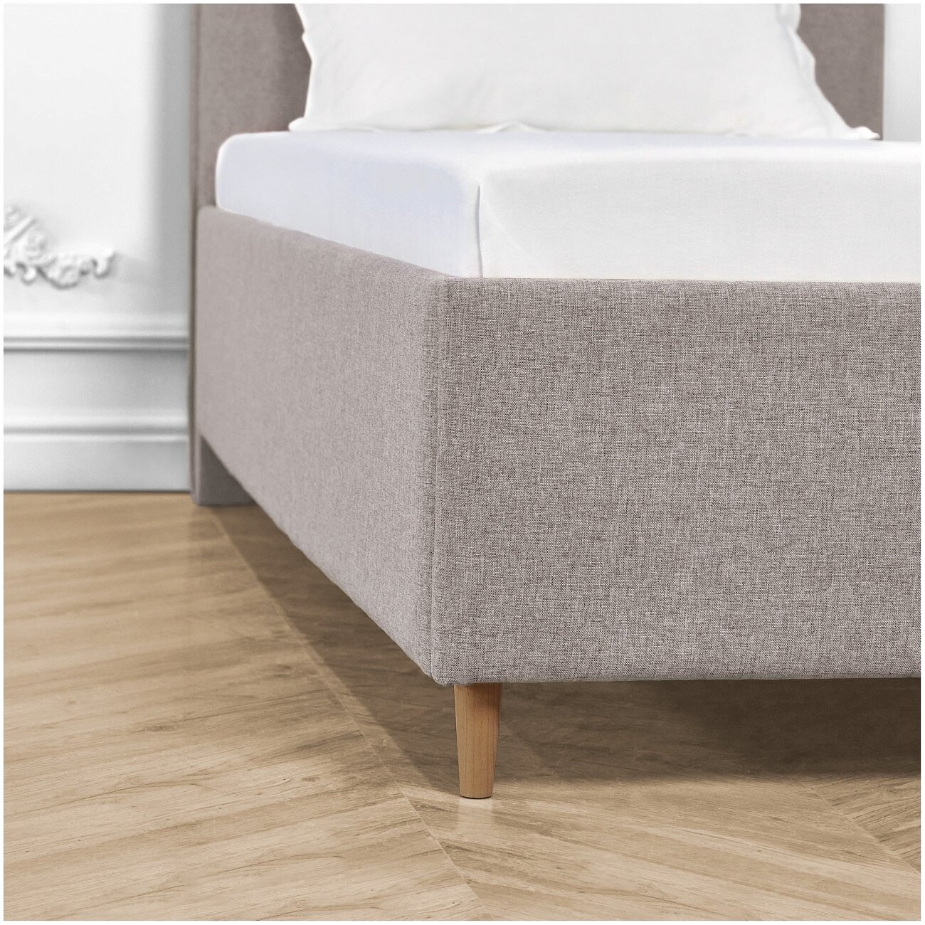 Кровать односпальная с ортопедическим основанием и высокими ножками 90х200 серая Costa - изображение 6