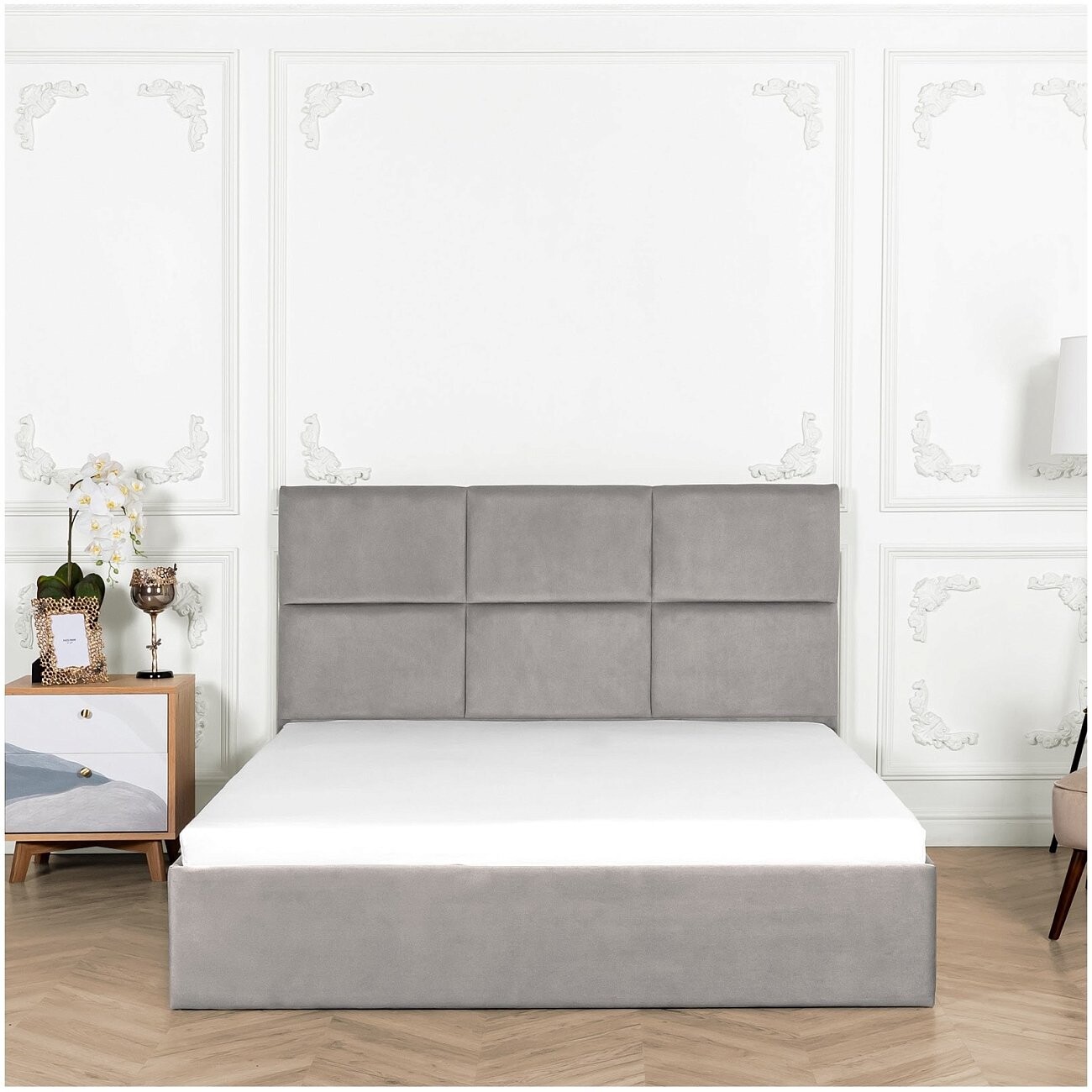 Кровать полутораспальная с подъемным механизмом и ящиком для белья 140х200 темно-серая Токио - изображение 7