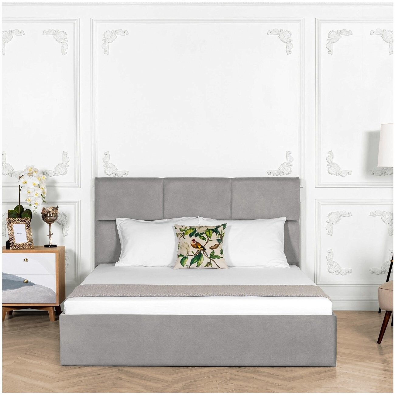 Кровать двуспальная с подъемным механизмом и ящиком для белья 160х200 темно-серая Токио - изображение 5