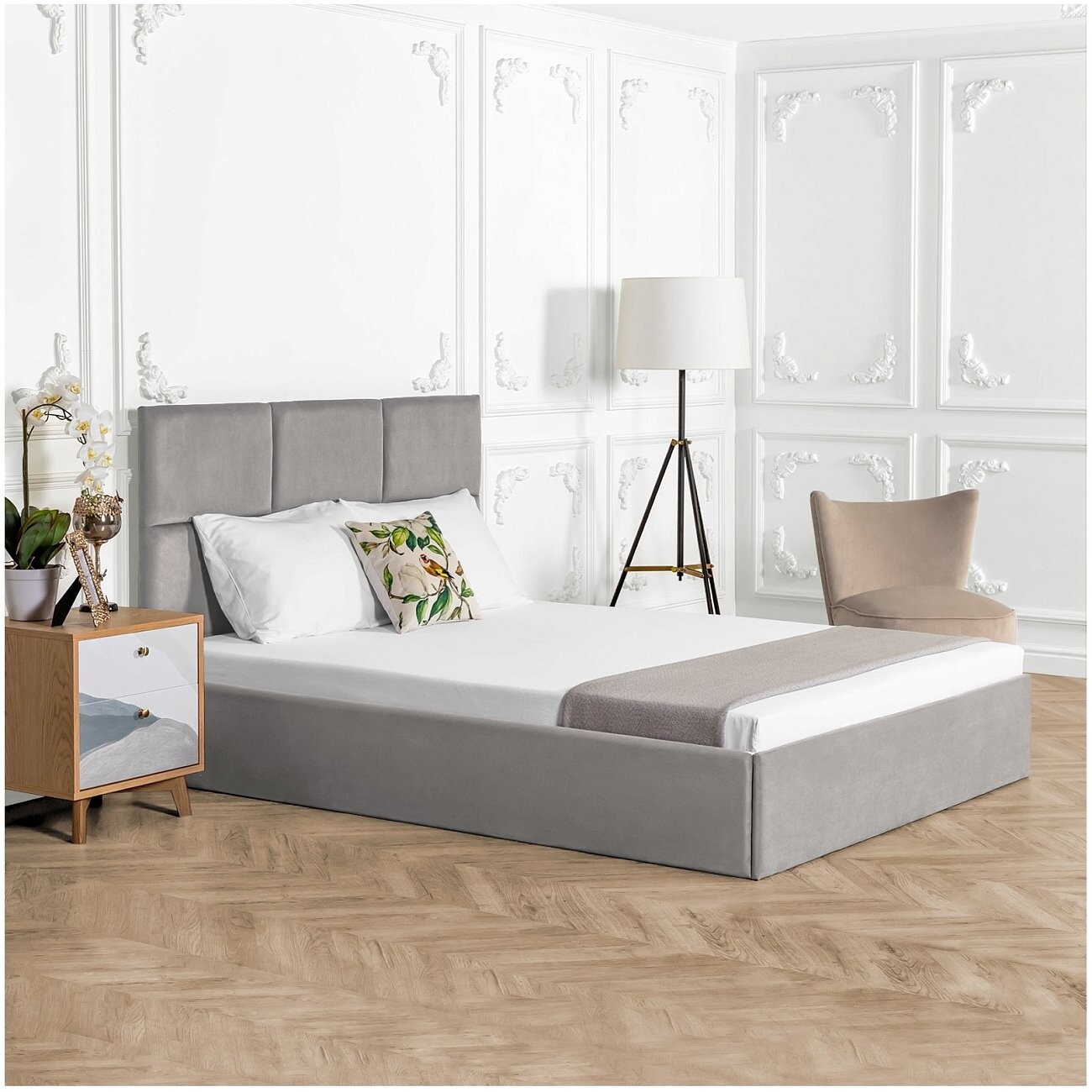 Кровать двуспальная с подъемным механизмом и ящиком для белья 160х200 темно-серая Токио - изображение 6