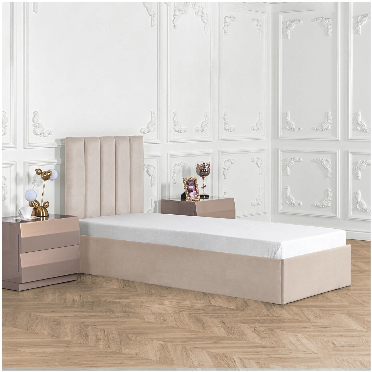 Кровать подростковая с подъемным механизмом и ящиком для белья 90х200 кремовая Вега - изображение 6