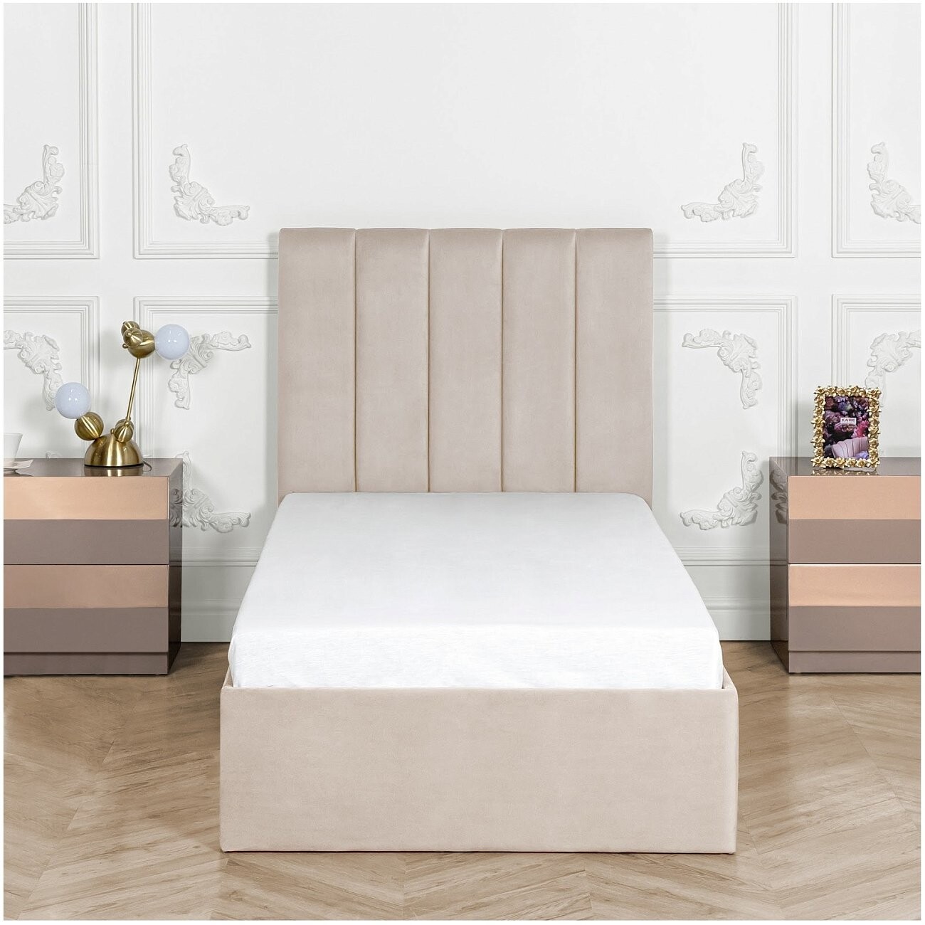 Кровать подростковая с подъемным механизмом и ящиком для белья 90х200 кремовая Вега - изображение 7