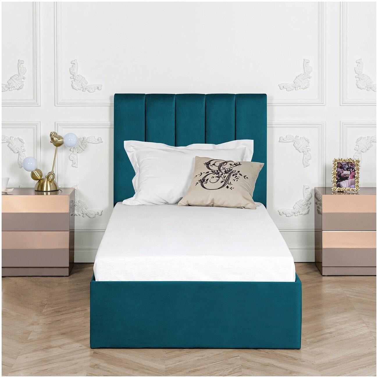 Кровать подростковая с подъемным механизмом и ящиком для белья 90х200 изумрудная Вега - изображение 5