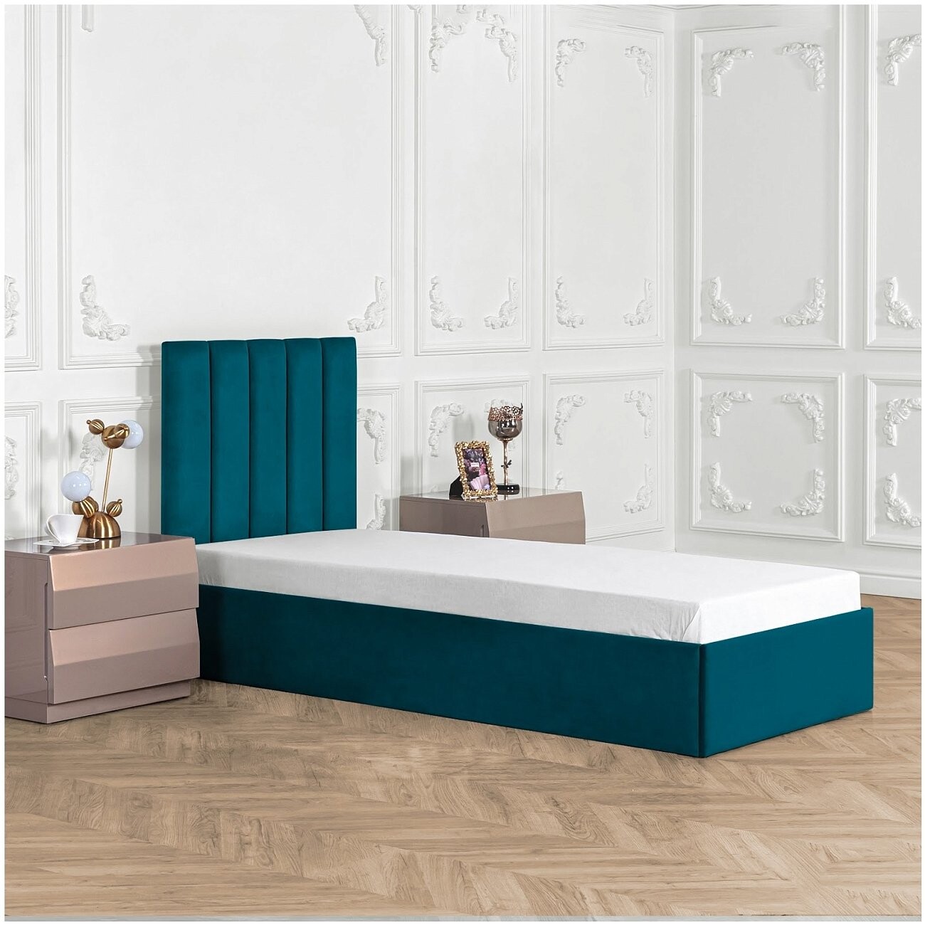 Кровать подростковая с подъемным механизмом и ящиком для белья 90х200 изумрудная Вега - изображение 6