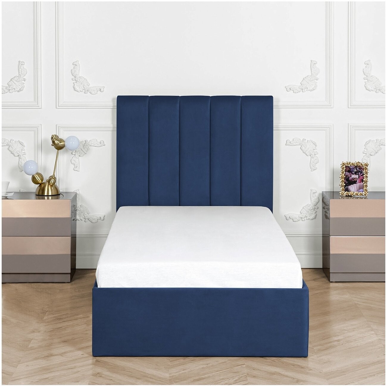 Кровать подростковая с подъемным механизмом и ящиком для белья 90х200 темно-синяя Вега - изображение 7