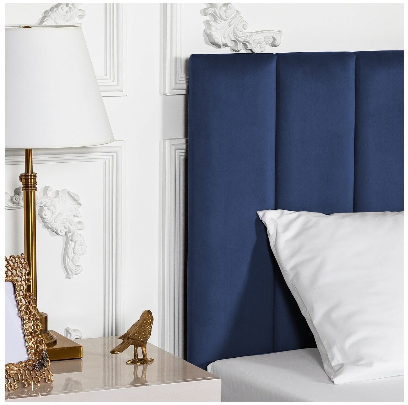 Кровать полутораспальная с подъемным механизмом и ящиком для белья 140х200 темно-синяя Вега - изображение 4