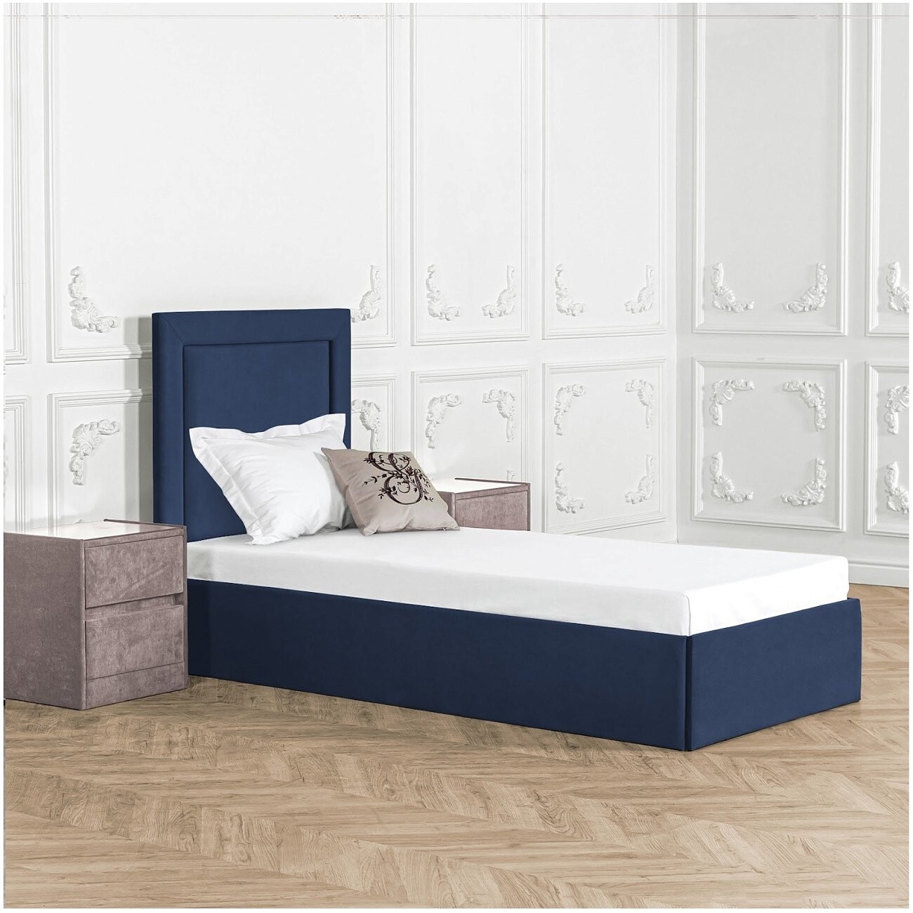 Кровать подростковая с подъемным механизмом и ящиком для белья 90х200 темно-синяя Мелисса - изображение 5