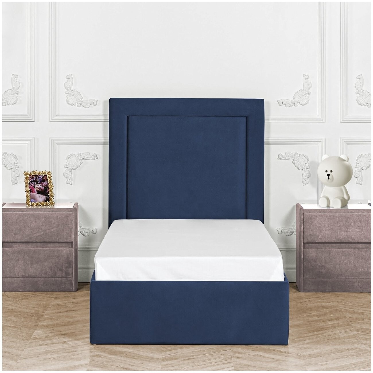 Кровать подростковая с подъемным механизмом и ящиком для белья 90х200 темно-синяя Мелисса - изображение 6