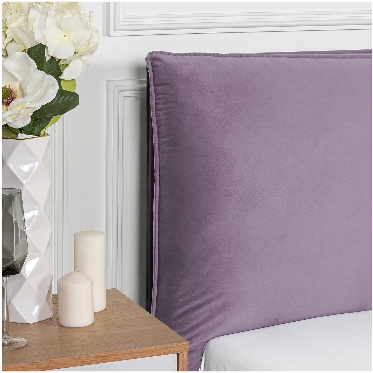 Кровать двуспальная с подъемным механизмом и ящиком для белья 180х200 сиреневая Эстетика - изображение 4