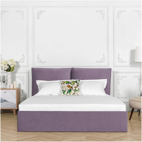 Кровать полутораспальная с подъемным механизмом и ящиком для белья 140х200 сиреневая "Эстетика" - изображение 1