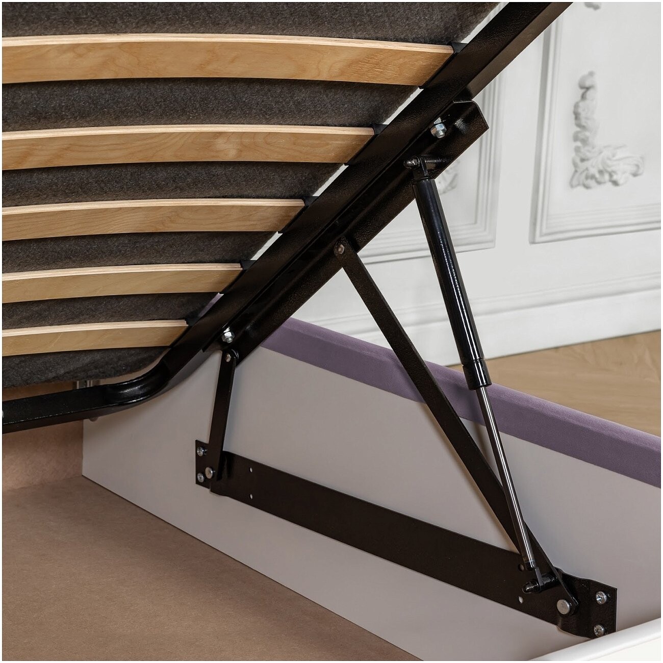 Кровать полутораспальная с подъемным механизмом и ящиком для белья 140х200 сиреневая "Эстетика" - изображение 6