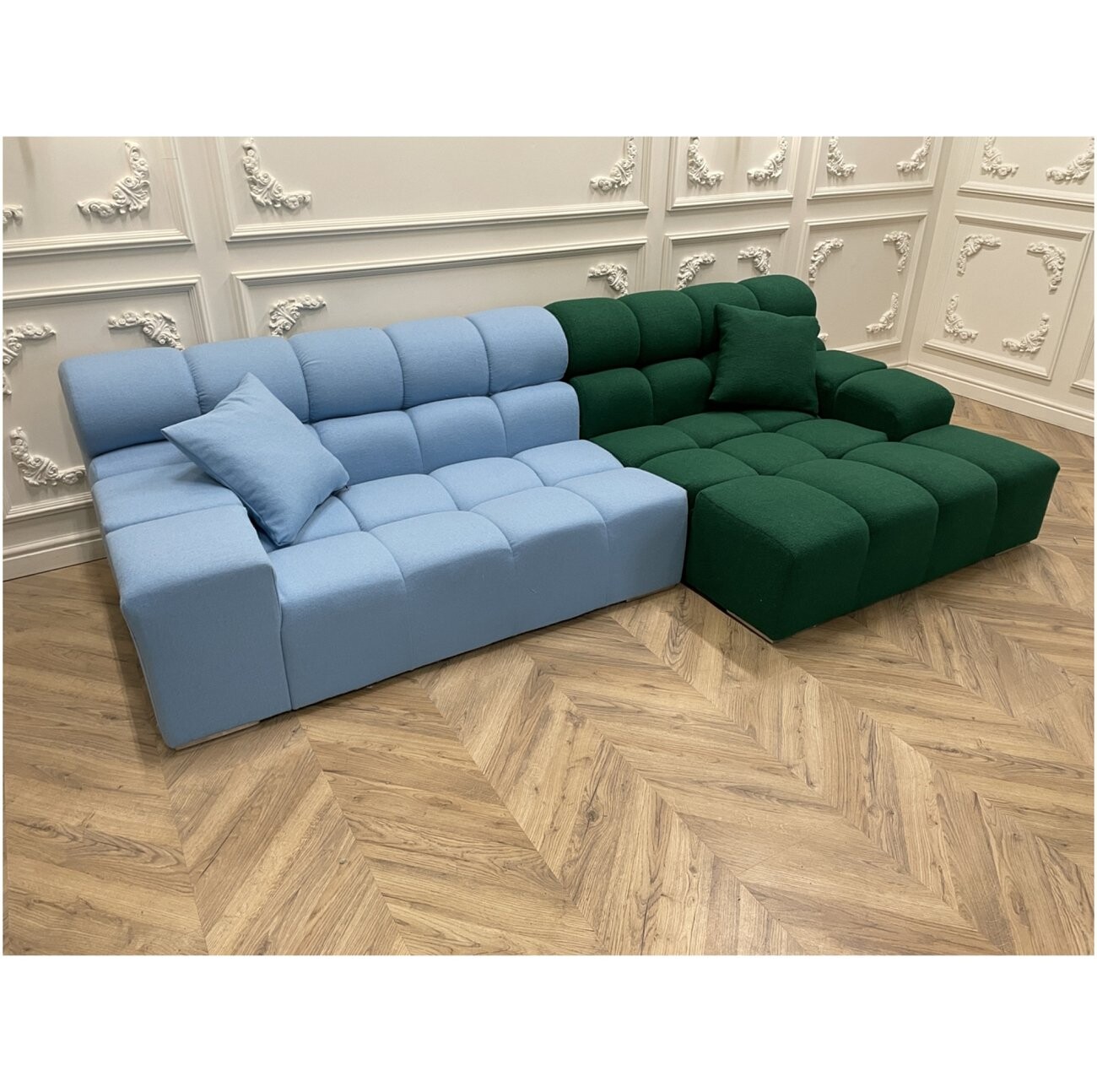 Диван модульный трехместный правый голубой, зеленый Tufty-Time Sofa - изображение 2