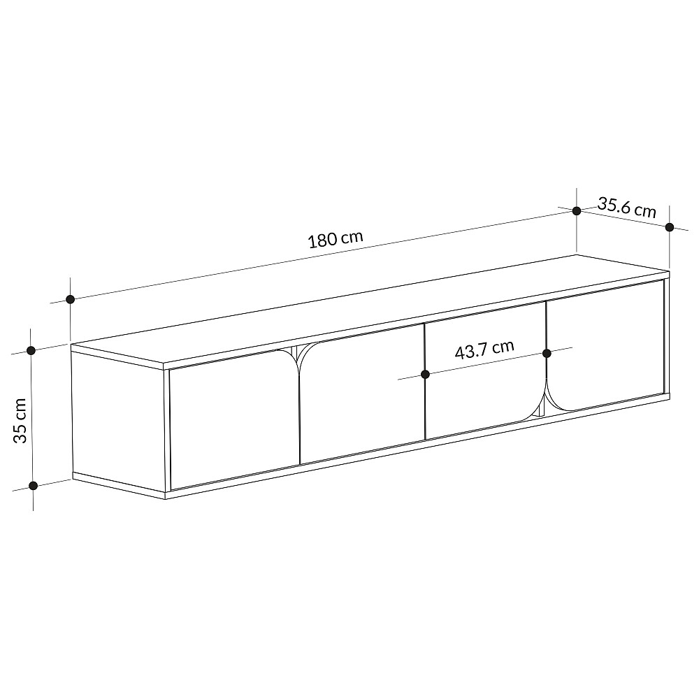 Тумба под телевизор подвесная дуб, серая Spark Tv Stand Oak LEV00539