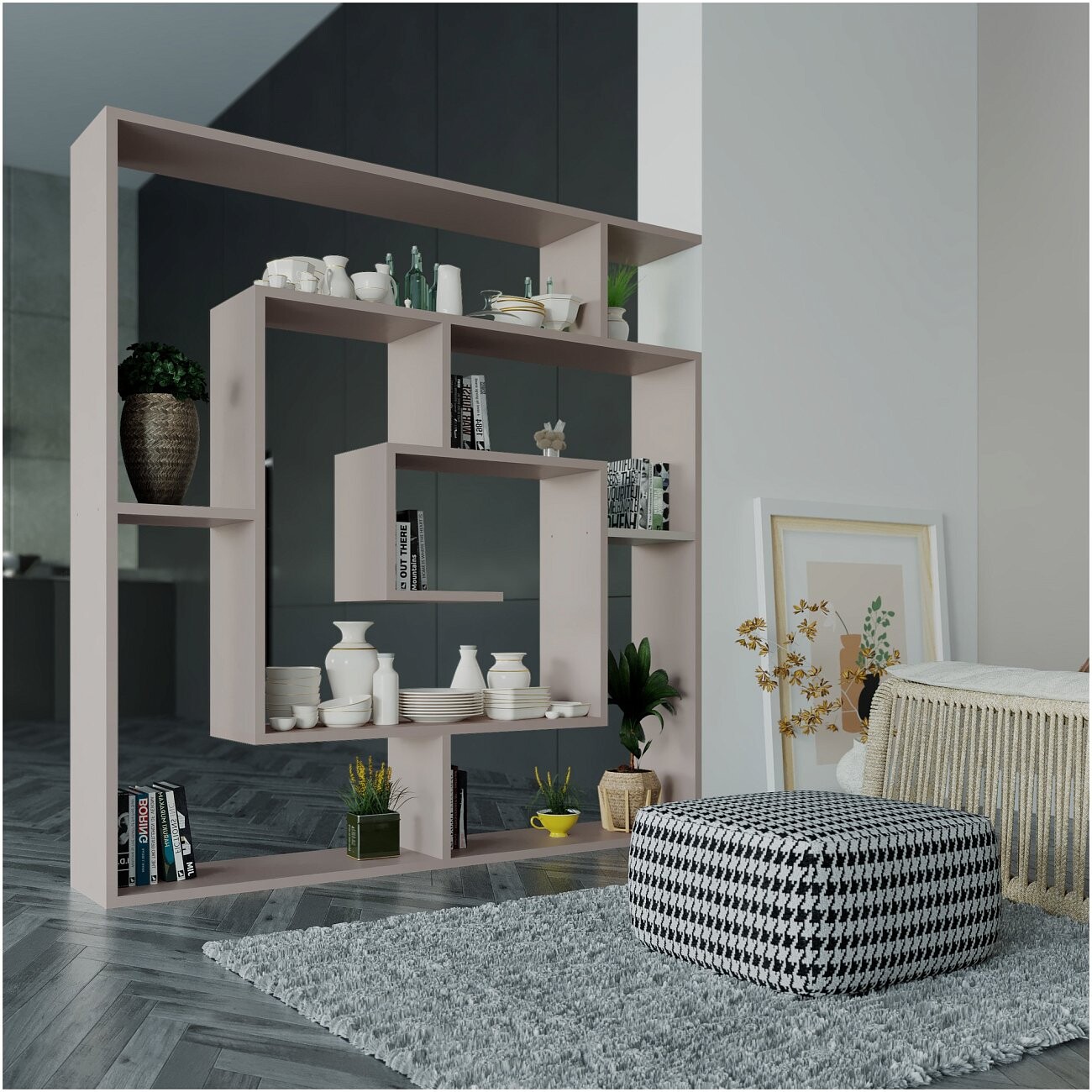 Стеллаж деревянный прямой бежевый Labirent Bookcase Light Mocha LEV00580 -  купить за 19656 руб в интернет-магазине DG-Home