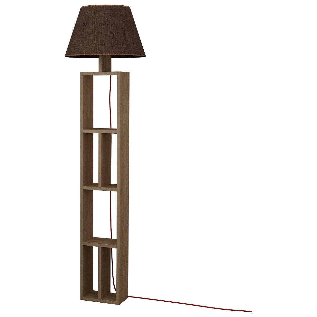 Oak floor online lamp with shelves