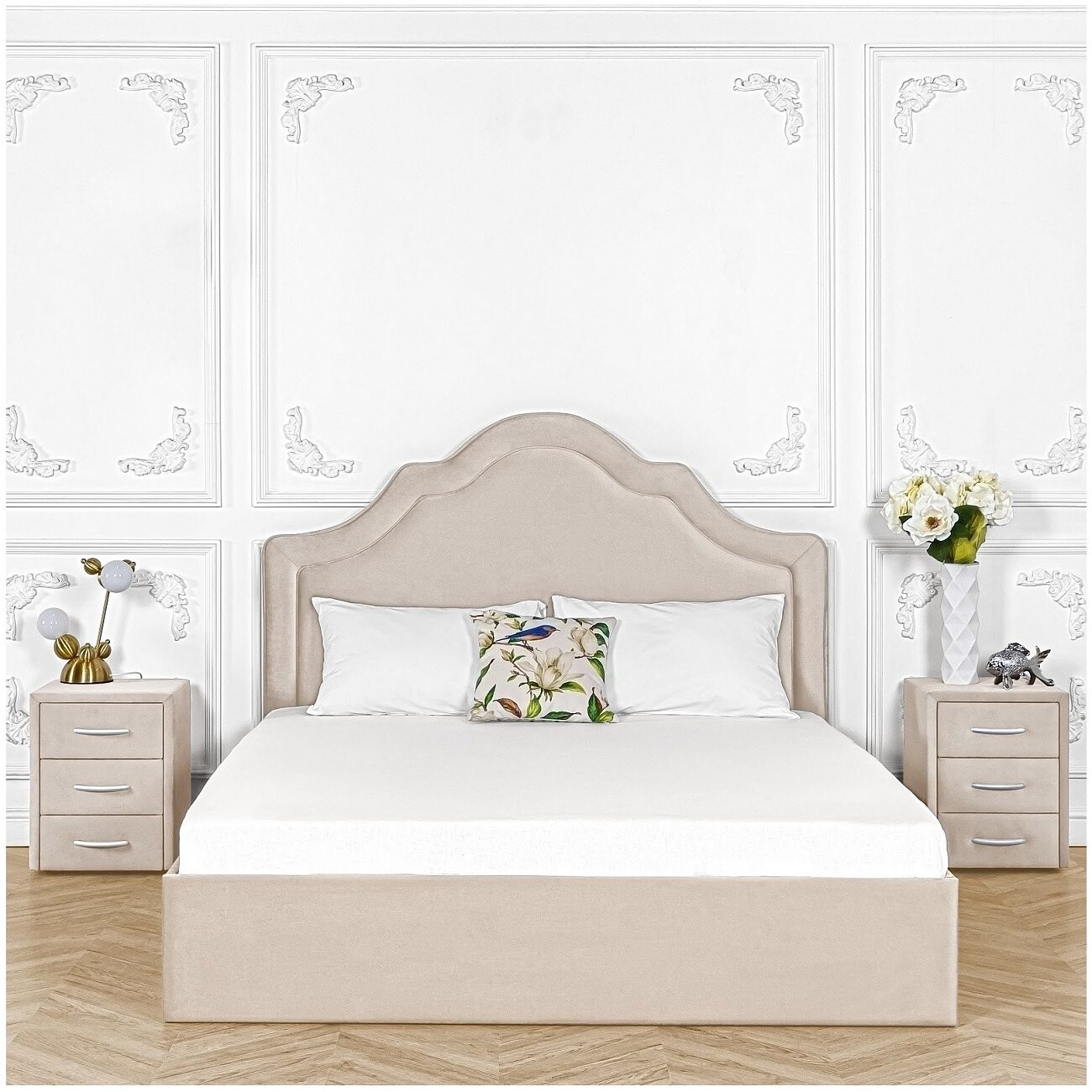 Кровать полутораспальная с подъемным механизмом и ящиком для белья 120х200 кремовая "Одри" - изображение 5