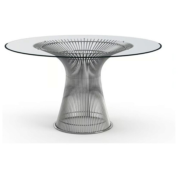 Обеденный стол круглый со стеклянной столешницей хром Platner - изображение 1