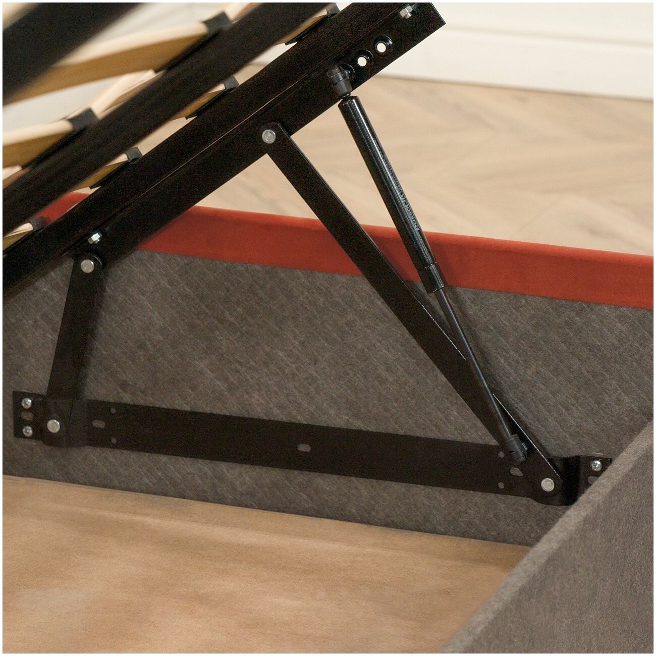 Кровать полутораспальная с подъемным механизмом и ящиком для белья 140х200 оранжевая "Альба" - изображение 10