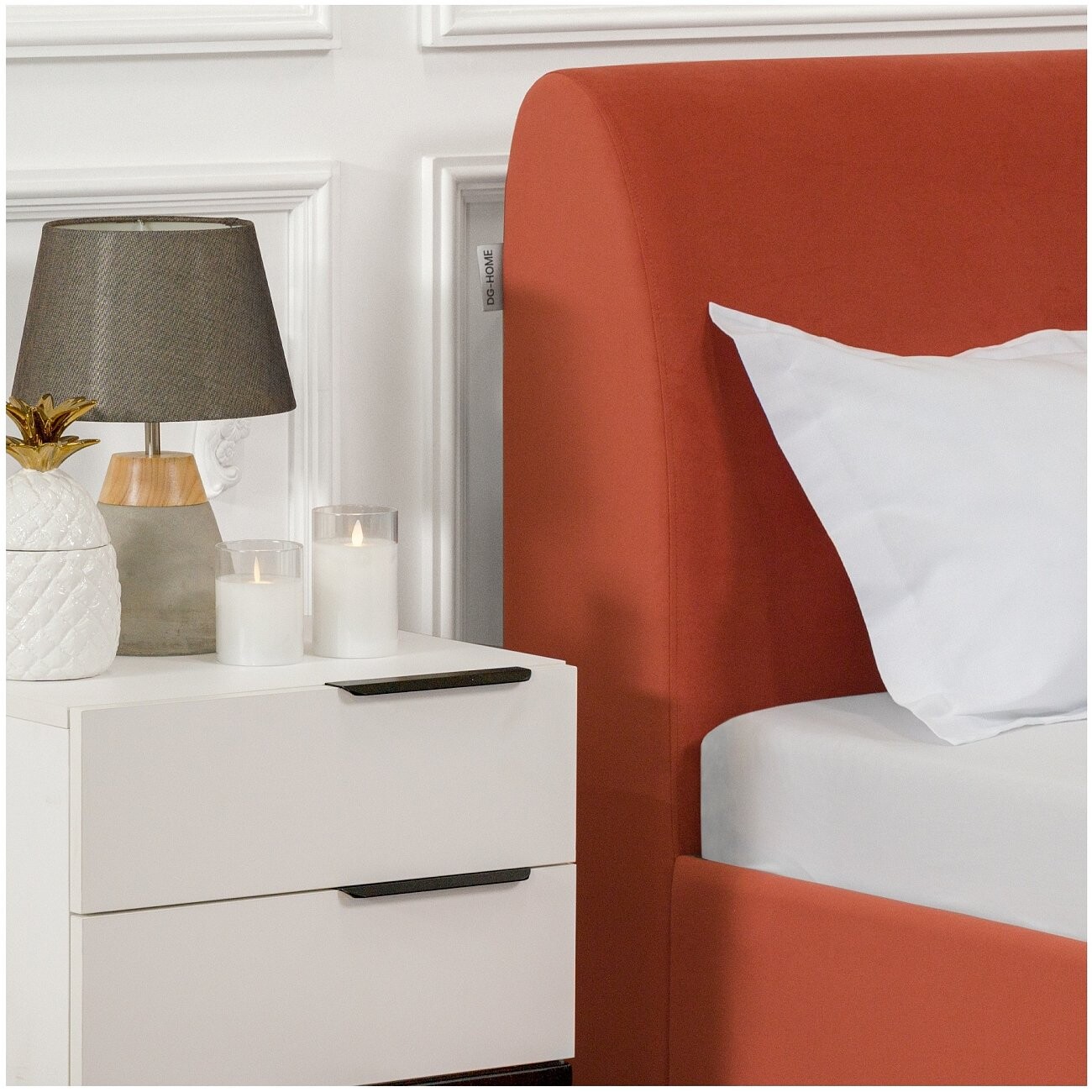 Кровать евро с подъемным механизмом и ящиком для белья 200х200 оранжевая "Альба" - изображение 9