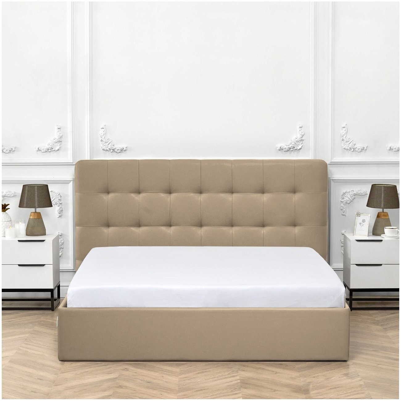 Кровать полутораспальная с подъемным механизмом и ящиком для белья 140х200 бронзовая "Наоми" - изображение 8