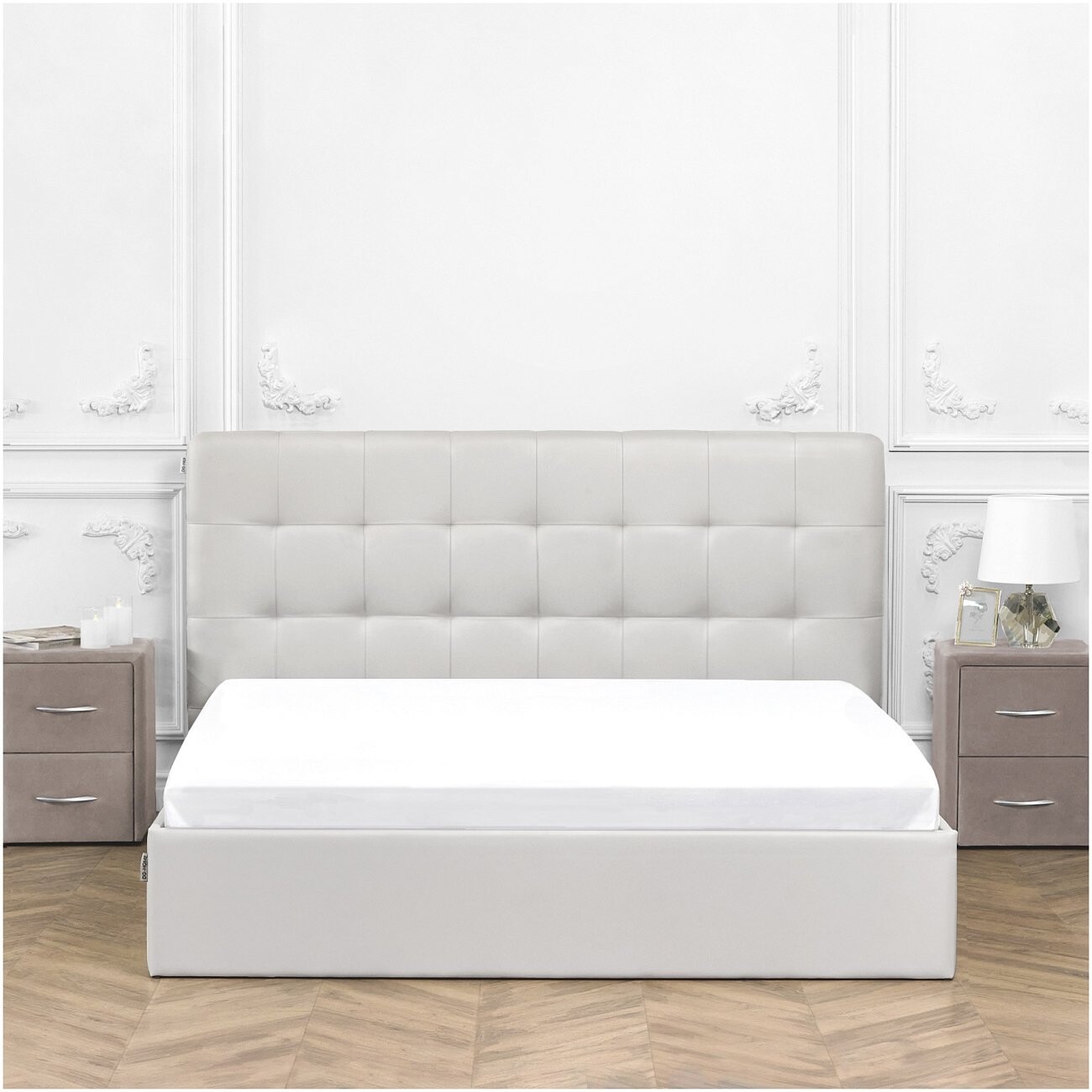 Кровать полутораспальная с подъемным механизмом и ящиком для белья 140х200 белая "Наоми" - изображение 8