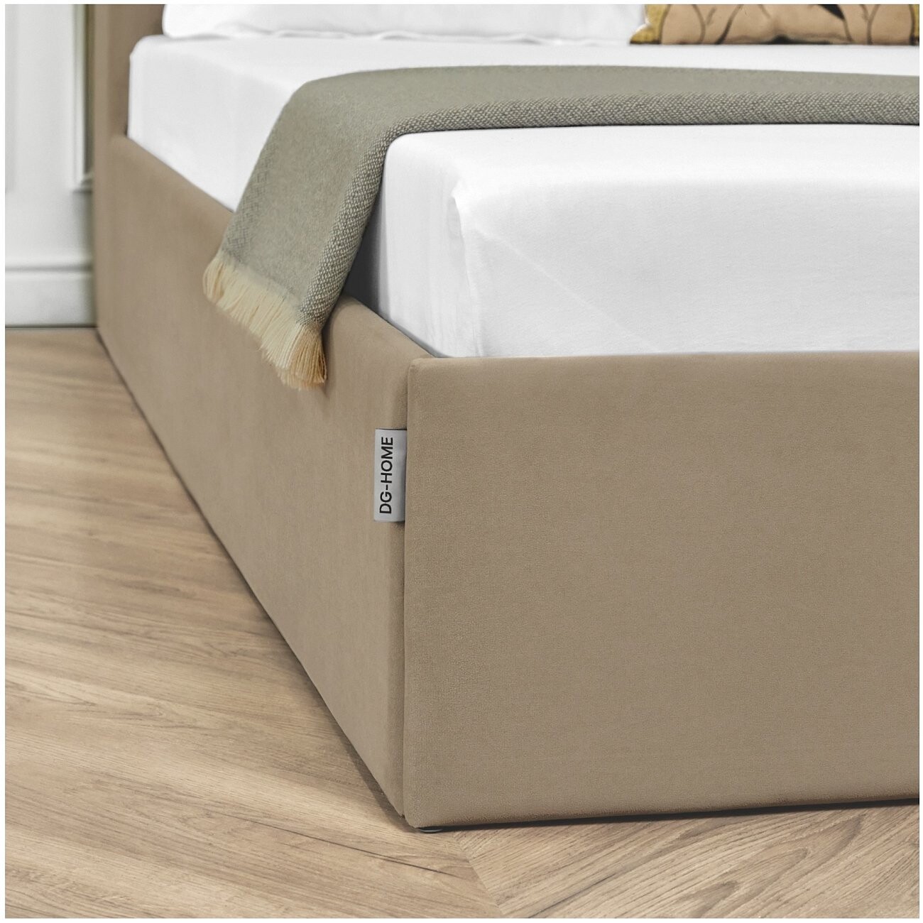 Кровать двуспальная с подъемным механизмом и ящиком для белья 160х200 бежевая "Альба" - изображение 12