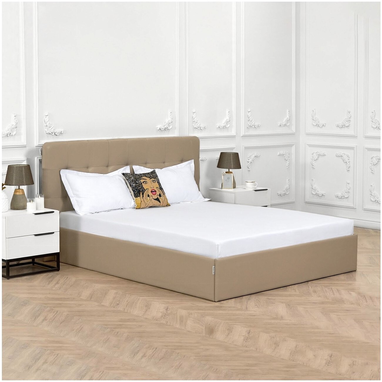 Кровать двуспальная с подъемным механизмом и ящиком для белья 180х200 бронзовая "Наоми" - изображение 6