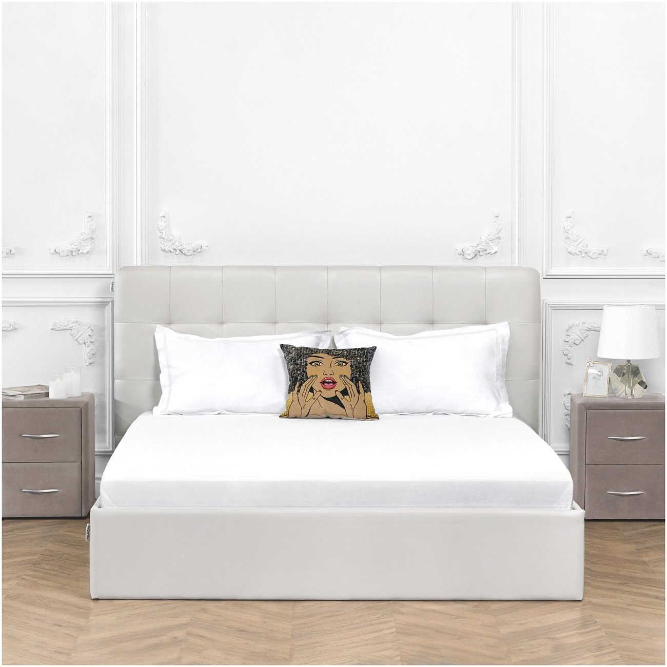 Кровать двуспальная с подъемным механизмом и ящиком для белья 180х200 белая "Наоми" - изображение 5