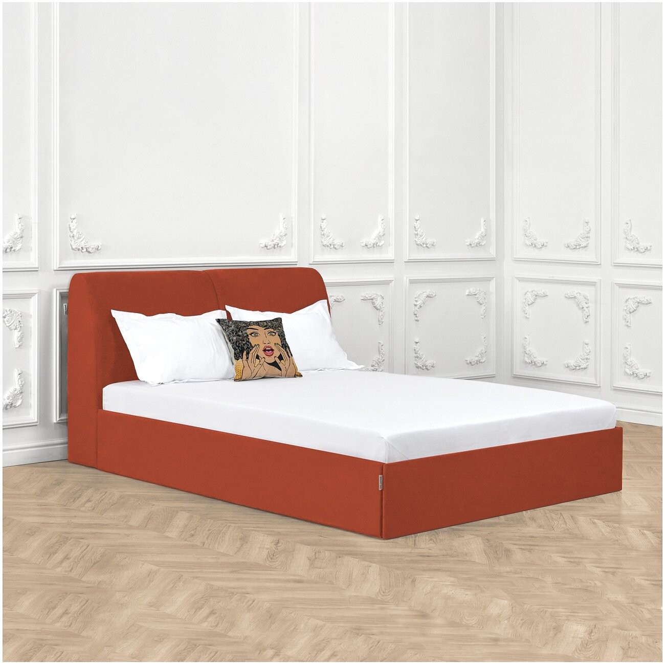 Кровать двуспальная с подъемным механизмом 160х200 оранжевая "Альба" - изображение 6