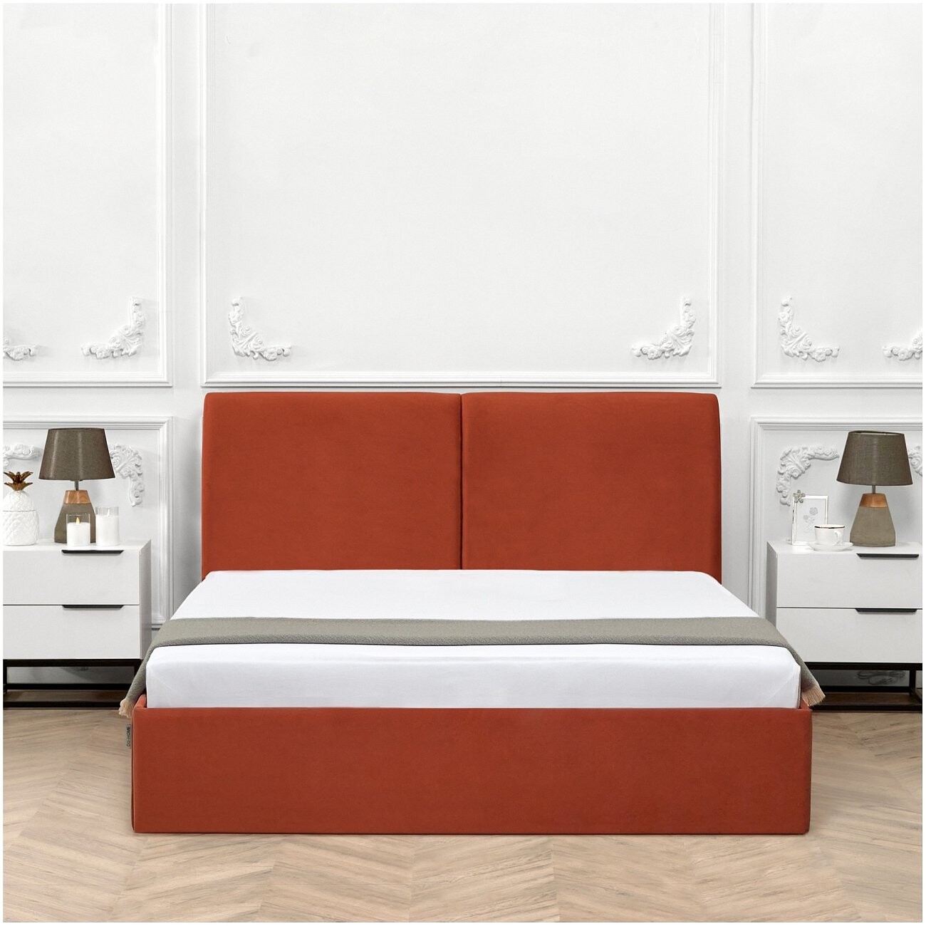 Кровать двуспальная с подъемным механизмом 160х200 оранжевая "Альба" - изображение 7