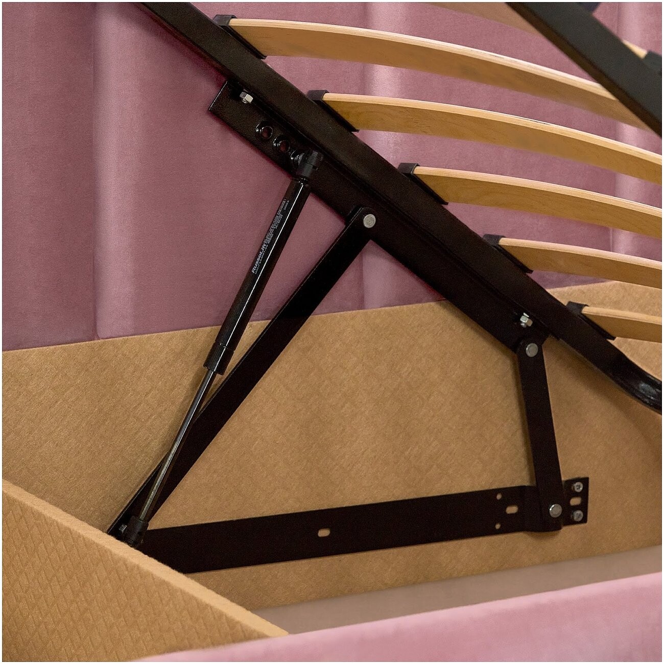 Кровать односпальная с подъемным механизмом и ящиком для белья 90х200 пыльно-розовая Вега Мини - изображение 6