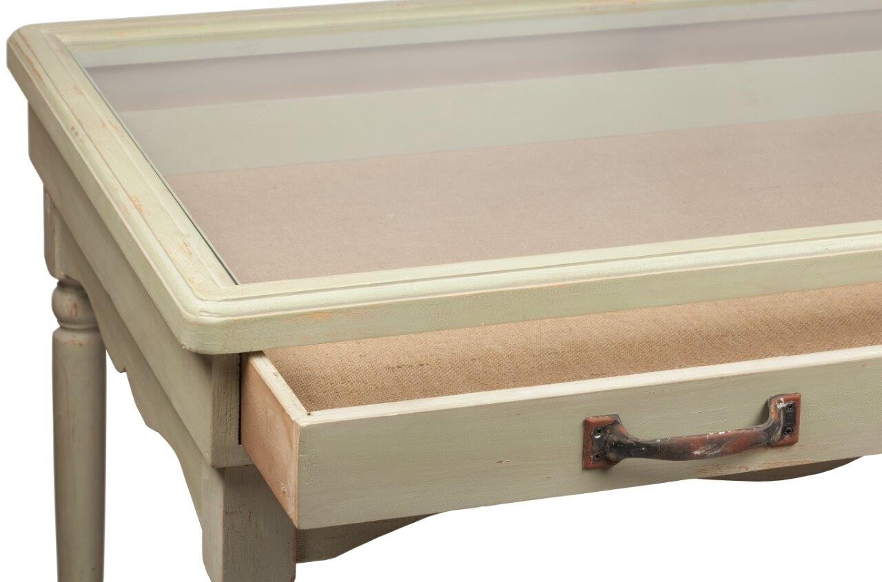 Консоль с выдвижным ящиком и стеклянной столешницей серая Morisa - изображение 2