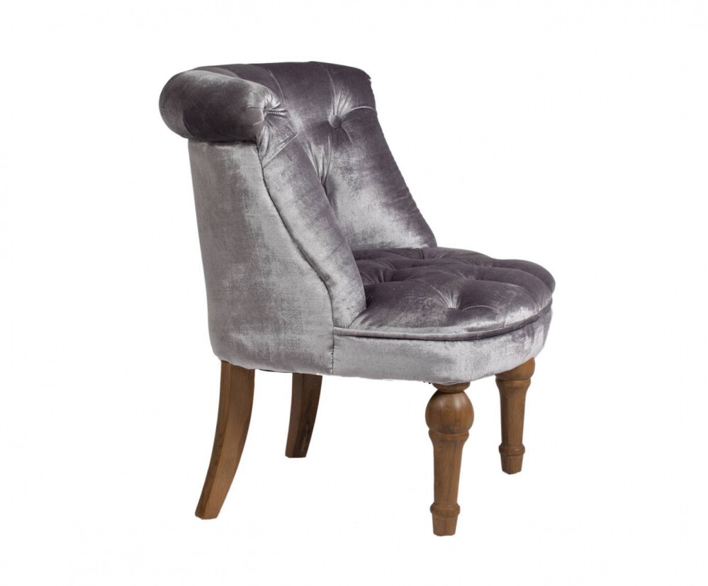 Кресло мягкое с деревянными ножками серое Sophie Tufted Slipper Chair