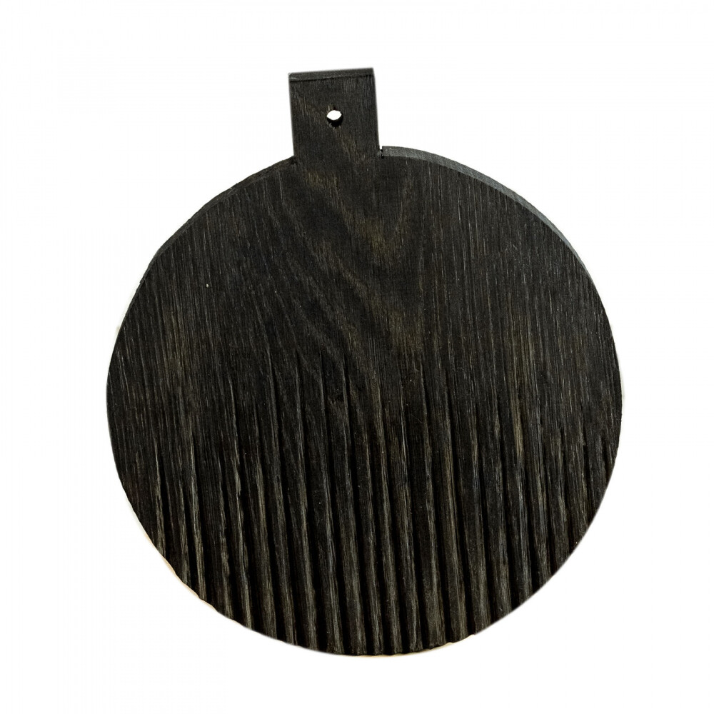 Разделочная доска деревянная круглая 24 см "Лед" черная