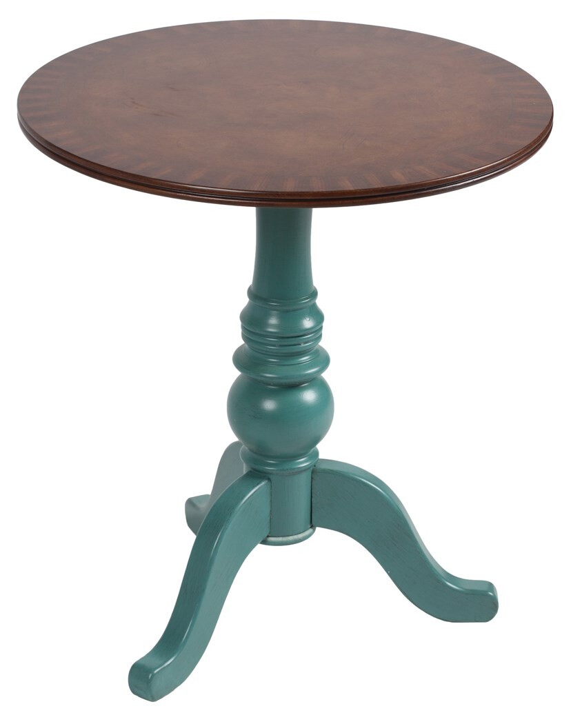 Приставной столик круглый с фигурной зеленой ножкой 60 см Lorenco - изображение 2