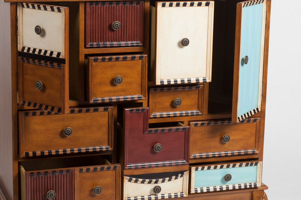 Комод деревянный с дверцами и ящиками разноцветный Anfiteatro