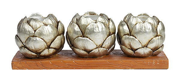 Подсвечник сеербряный на 3 свечи на подставке "Шишки" Fir Cone - изображение 1