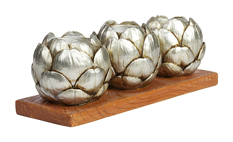 Подсвечник сеербряный на 3 свечи на подставке "Шишки" Fir Cone - изображение 2