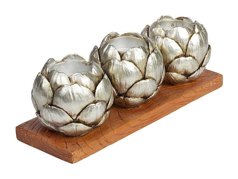 Подсвечник сеербряный на 3 свечи на подставке "Шишки" Fir Cone - изображение 3