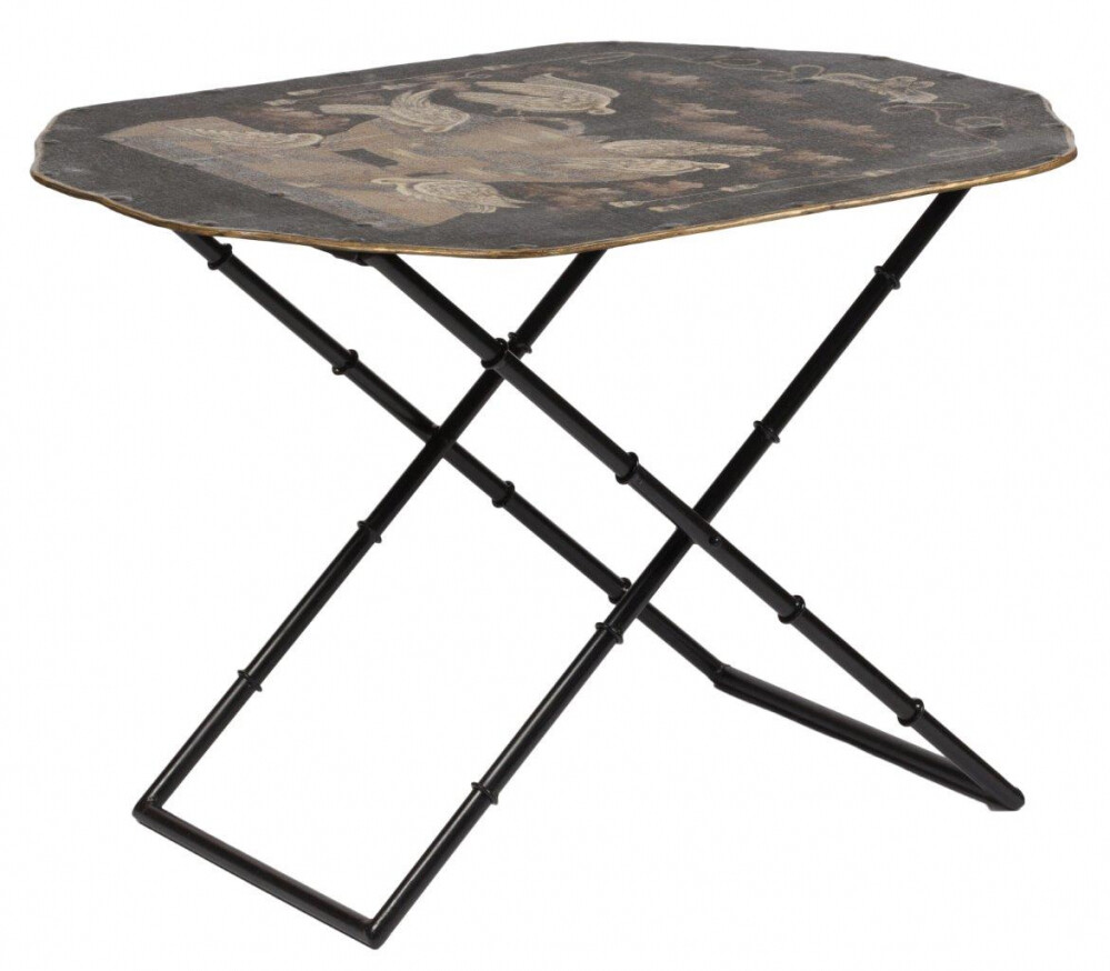 Журнальный столик складной коричневый с ручной росписью 70 см Dejons