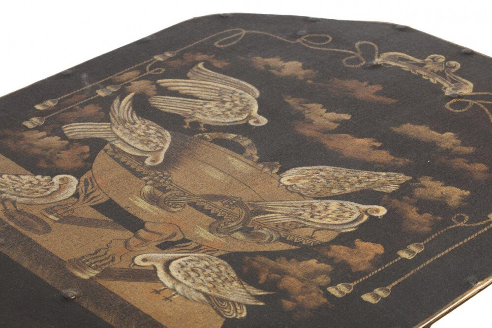 Журнальный столик складной коричневый с ручной росписью 70 см Dejons