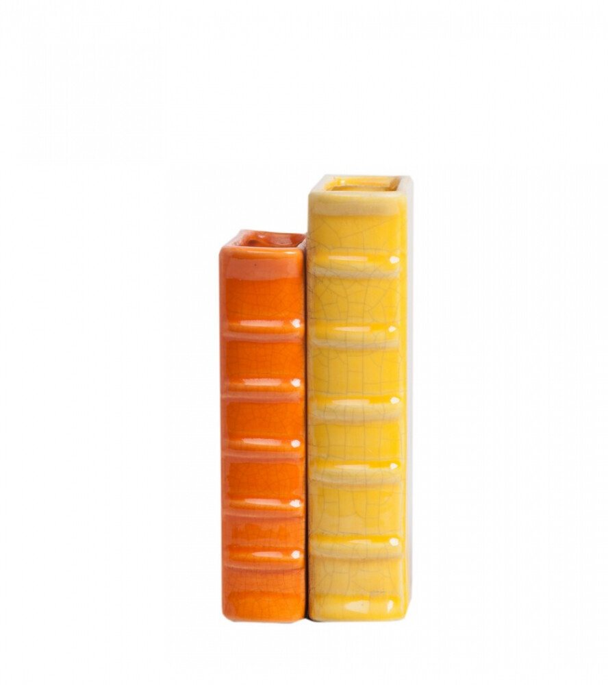 Кашпо декоративное желтое с оранжевым в виде стопки книг Corde Puerto