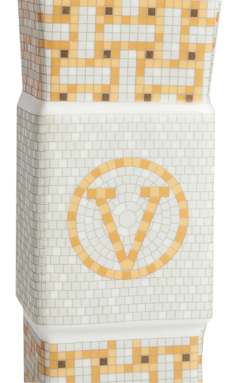 Подсвечник керамический белый с желтой мозаикой Vendetta Grande - изображение 3