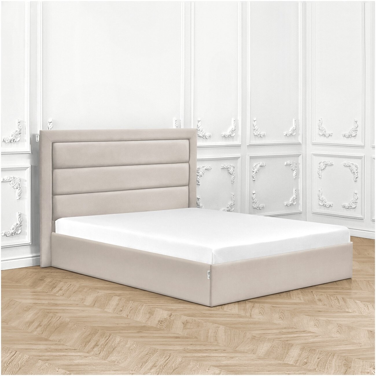 Кровать двуспальная с подъемным механизмом и ящиком для белья 160х200 кремовая Luna - изображение 6